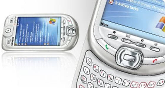 Siemens' SX66 runs on the Windows Mobile platform and has a slide-down keyboard for easy messaging.